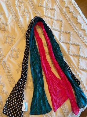 Thirty-One Gifts Retired Purse Scarves – Set of 3 – Pink, Teal & Polka Dot.